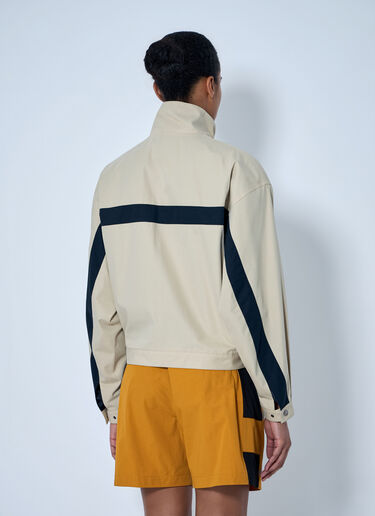 Saint Laurent High-Neck Panelled Jacket Beige sla0263012