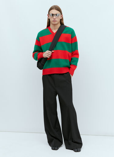 Gucci Felted Wool Striped Sweater Red guc0155021