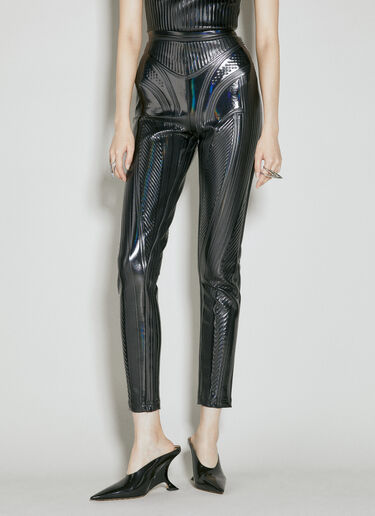 Mugler Glossy Embossed Leggings in Black