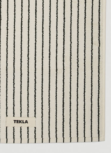 Tekla Striped Logo Patch Bath Mat White tek0349019