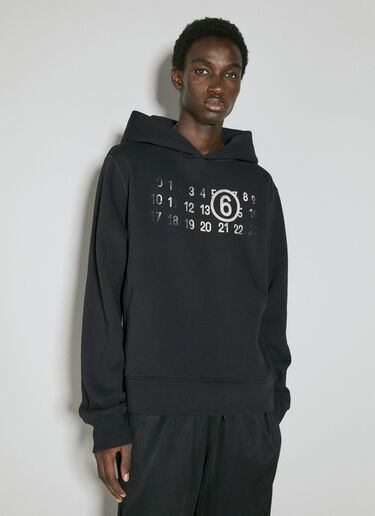 MM6 Maison Margiela ディストレス加工のロゴプリントスウェットシャツ ブラック mmm0154004