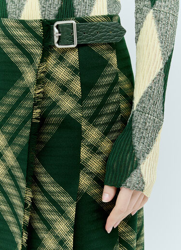 Burberry Wool Check Midi Skirt Green bur0255046