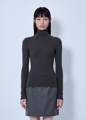 Max Mara Ribbed Turtleneck Sweater Grey max0266225