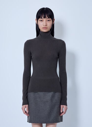LN-CC® - Max Mara: Ribbed Turtleneck Sweater - Grey Max Mara Ribbed Turtleneck Sweater Grey max0266225