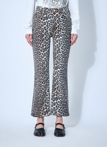 GANNI Betzy Leopard Print Jeans Brown gan0249041