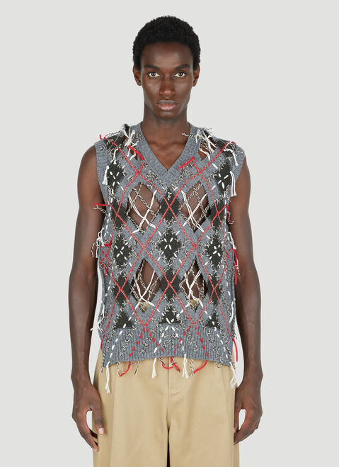 Maison Margiela Cut-Out Knit Gilet Light Blue mla0353002