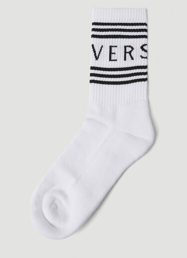 Versace Intarsia Logo Socks White vrs0251068