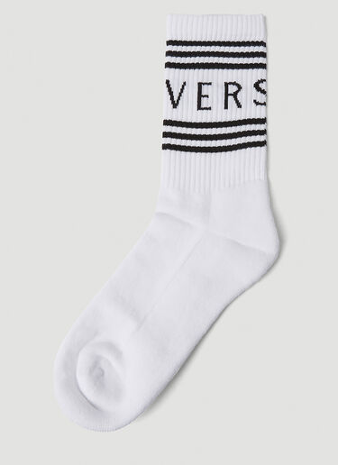 インターシャロゴ ソックス Versace インターシャロゴ ソックス ホワイト vrs0251068