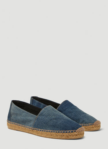 Saint Laurent Monogram Embroidered Denim Espadrilles Blue sla0247066