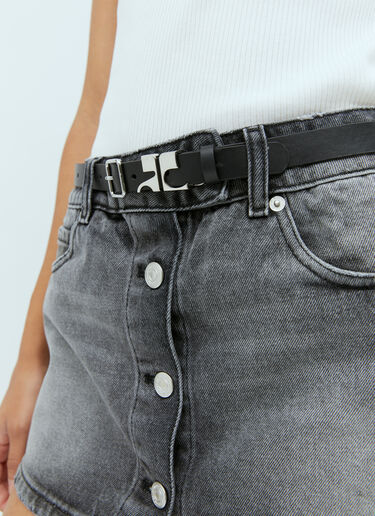 Courrèges Logo Plaque Leather Belt Black cou0253017