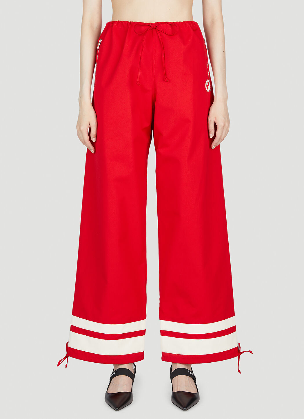 Gucci Round Interlocking G Track Pants in Red LN CC