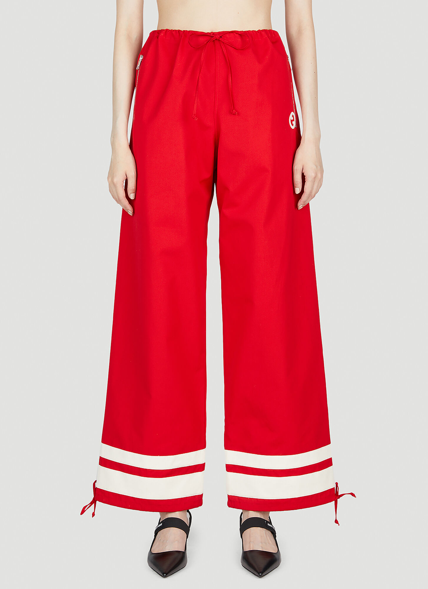 Shop Gucci Round Interlocking G Track Pants In Red