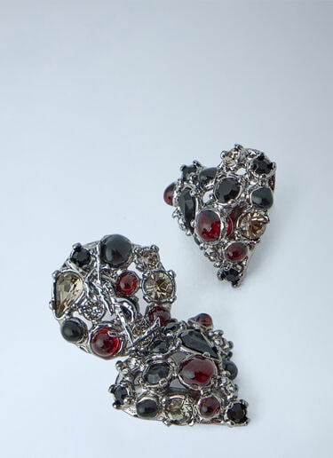 LN-CC® - Saint Laurent: Mini Favorite Heart Earrings - Silver Saint Laurent Mini Favorite Heart Earrings Silver sla0264018