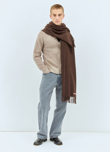 Acne Studios Oversized Fringe Wool Scarf Brown acn0157045