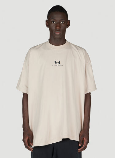 Balenciaga Logo Print T-Shirt Beige bal0154021