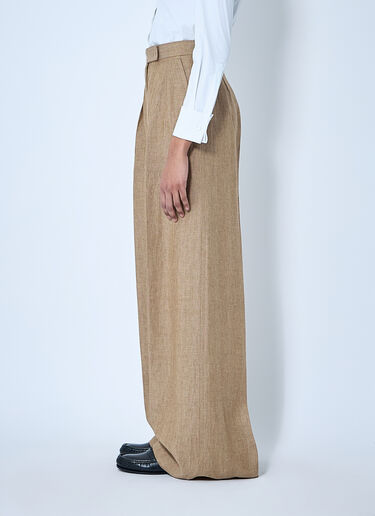 Max Mara 亚麻褶裥长裤  棕色 max0260003