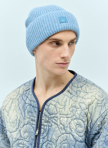 Acne Studios Small Face Logo Beanie Hat Blue acn0155042