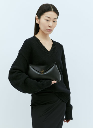 T-Lock Leather Clutch TOTEME T-Lock Leather Clutch Black tot0256037