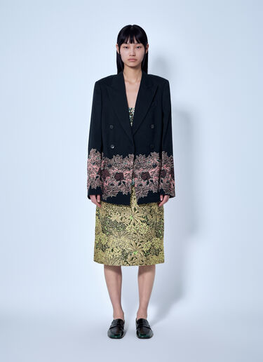 LN-CC® - Dries Van Noten: Embroidered Double-Breasted Blazer - Black Dries Van Noten Embroidered Double-Breasted Blazer Black dvn0266019