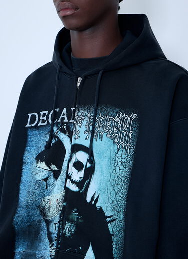 Vetements Cof Cut-Up Zip-Up Hooded Sweatshirt Black vet0162001