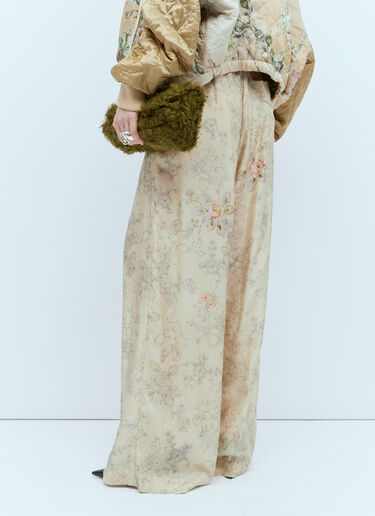 Dries Van Noten Floral Print Silk Pants Beige dvn0254011