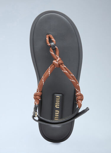 Miu Miu Riviere Cord And Leather Sandals Brown miu0256048