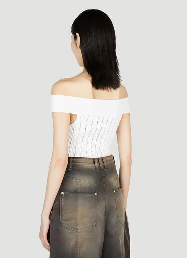 Balmain Off Shoulder Bodysuit White bln0252006