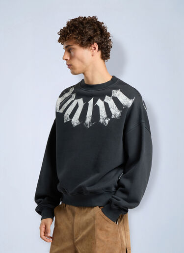 LN-CC® - Palm Angels: Big Neck Logo Loose Sweatshirt - Black Palm Angels Big Neck Logo Loose Sweatshirt Black pma0166133