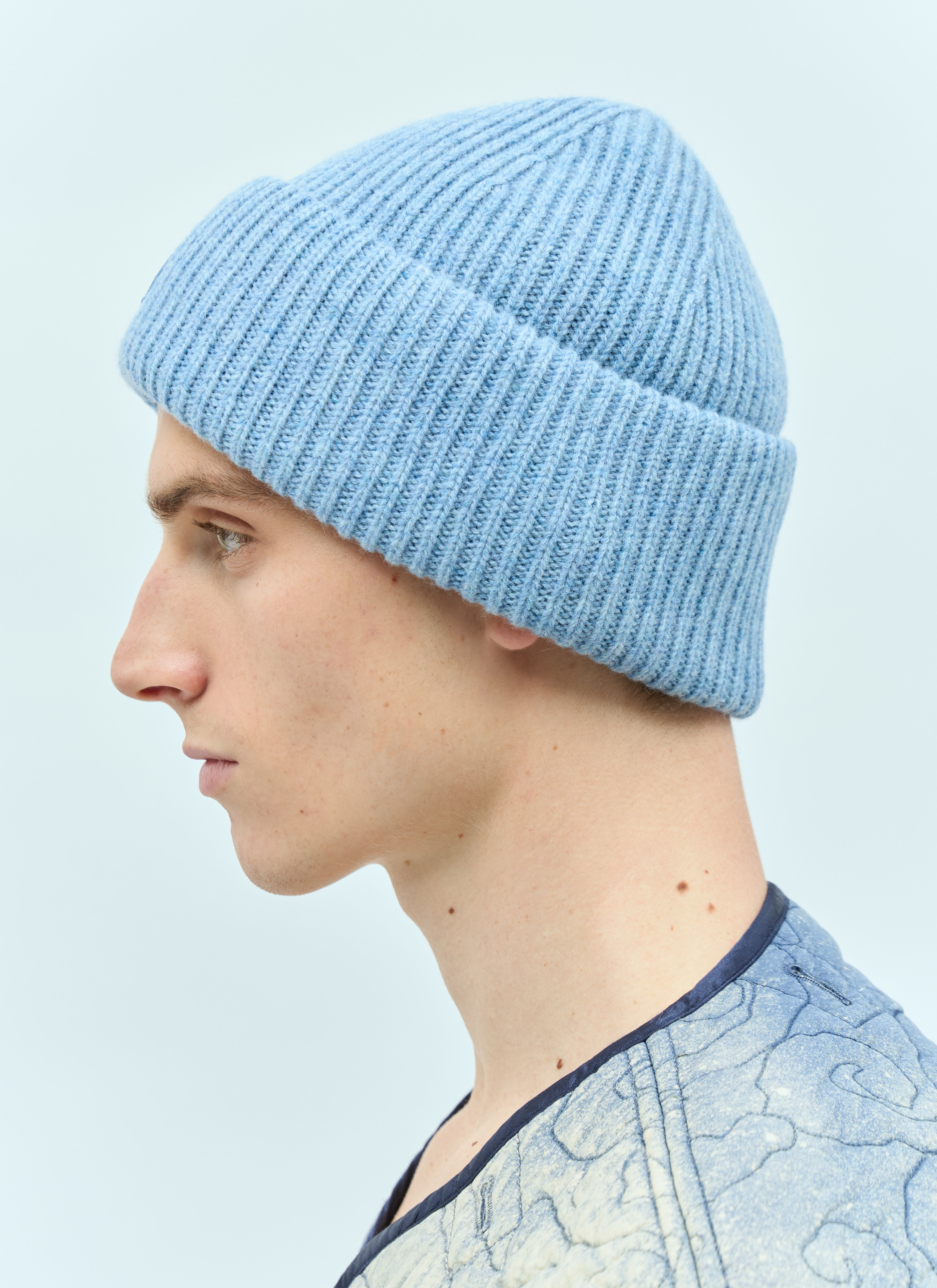 Acne Studios Men s Small Face Logo Beanie Hat in Blue LN CC