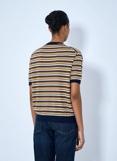 LN-CC® - Prada: Striped Knit T-Shirt - Blue Prada Striped Knit T-Shirt Blue pra0265905