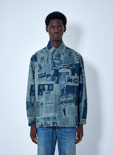 Jean Paul Gaultier Printed Cotton Poplin Shirt Blue jpg0164002
