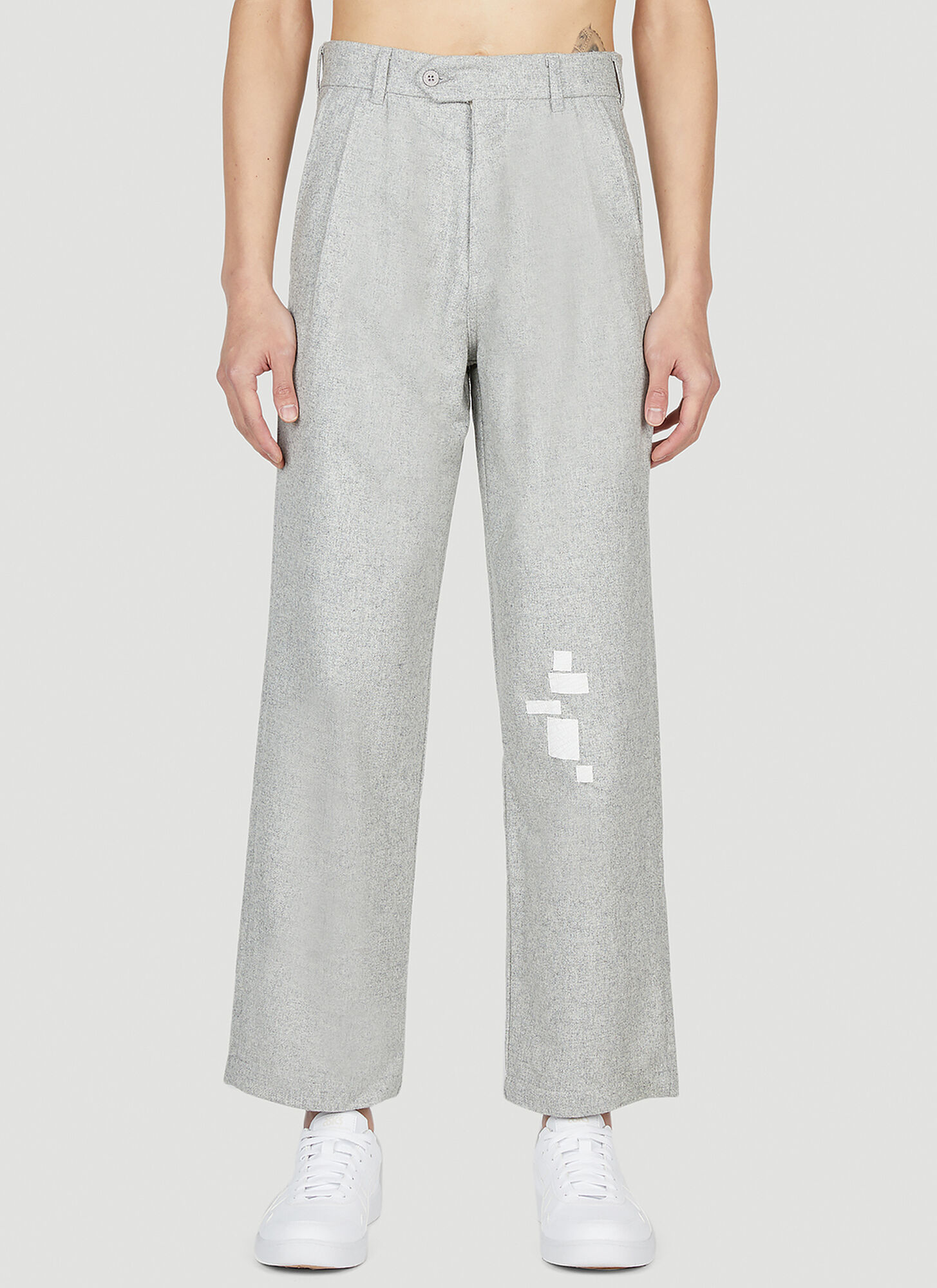 Shop Saintwoods Patch Wool Pants In Grey