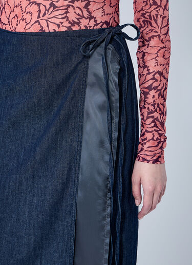 Dries Van Noten Denim And Satin Wrap Skirt Navy dvn0260007