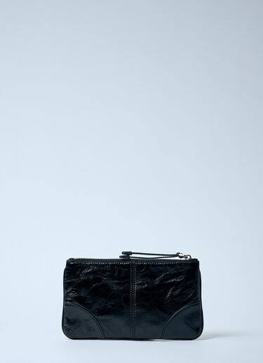 Prada 로고 플라크가 있는 가죽 파우치  블랙 pra0159042