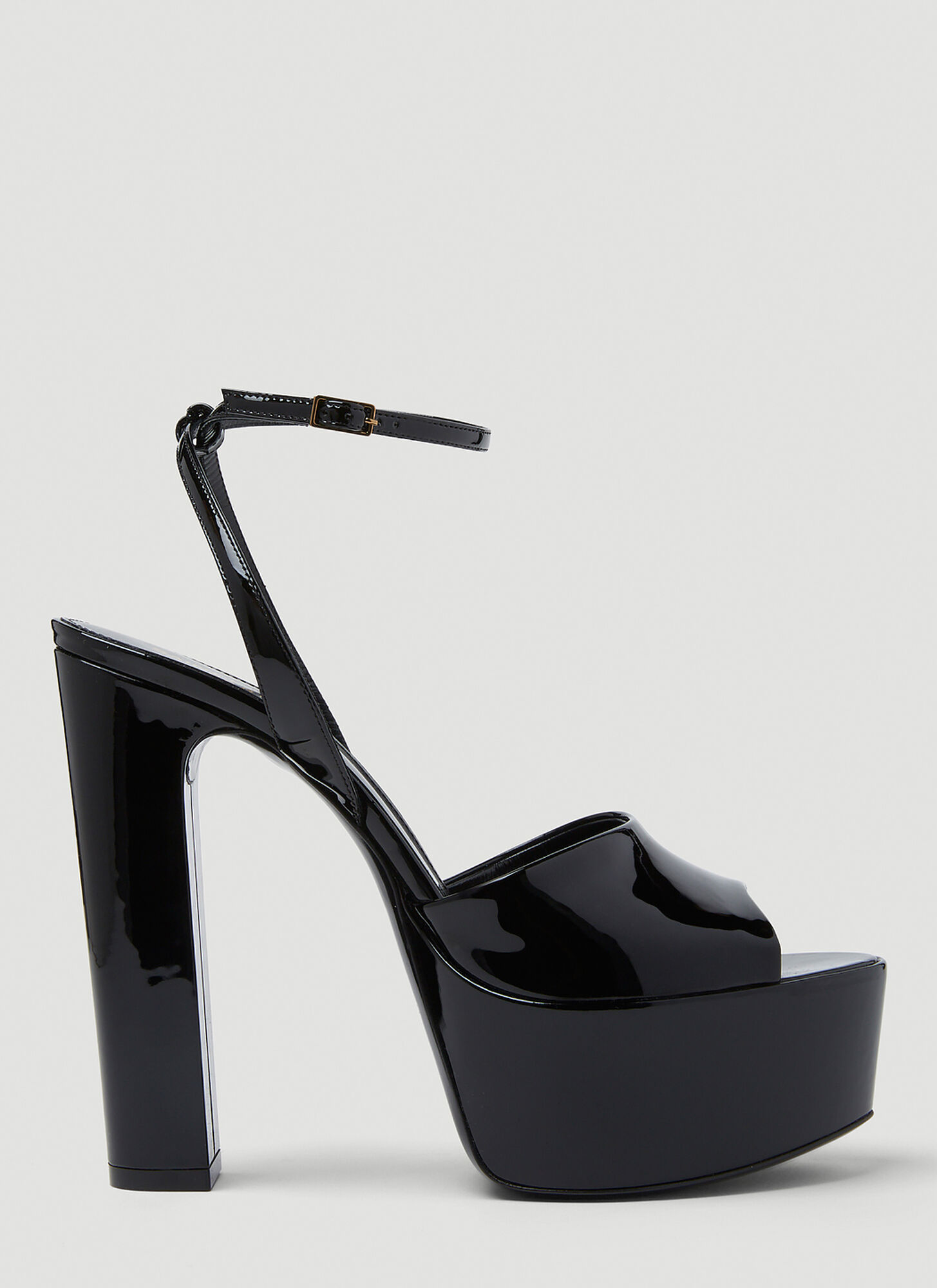 Saint Laurent Jodie 145 Patent Leather Platform Sandals In Black