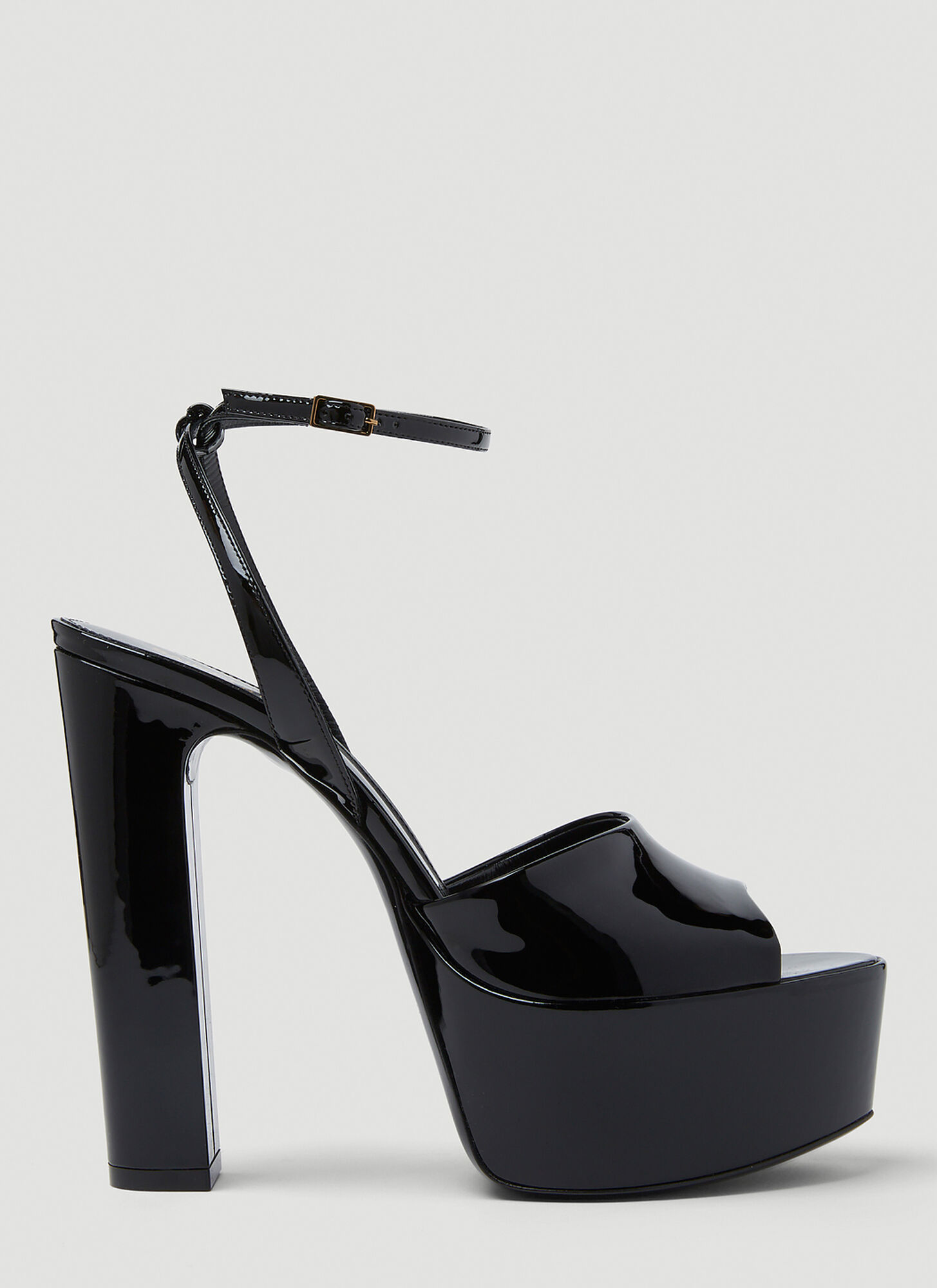 Shop Saint Laurent Jodie Peep Toe Platform Heels In Black