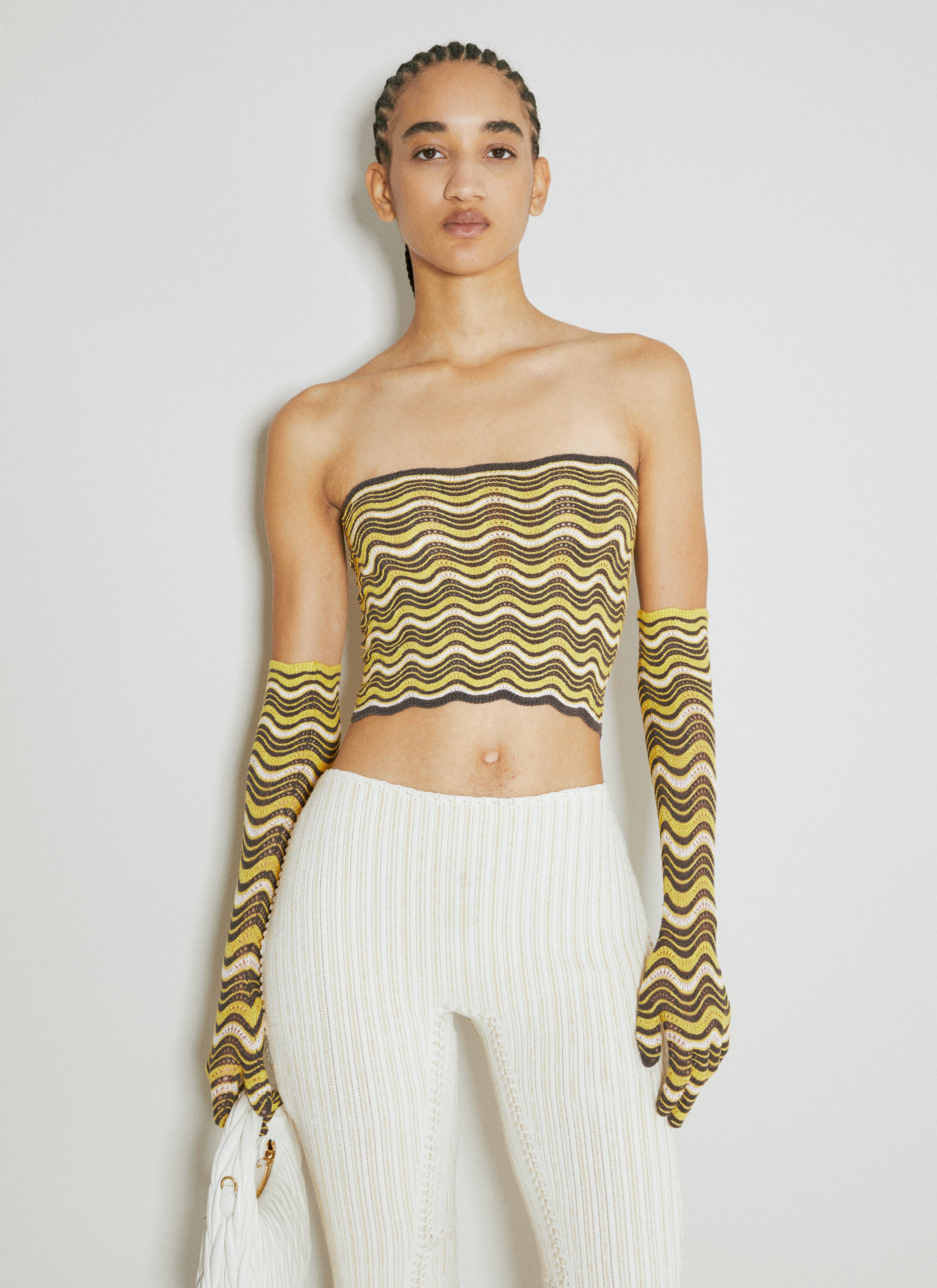 Isa Boulder Wave Knit Bandeau Top With Glove Set Yellow isa0253014