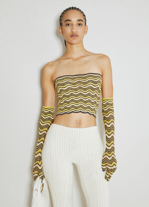 Isa Boulder Wave Knit Bandeau Top With Glove Set Yellow isa0253014