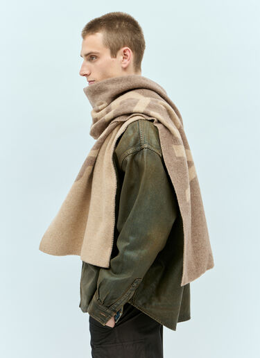 Acne Studios Narrow Logo Jacquard Scarf Beige acn0156034