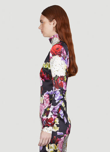Dolce & Gabbana Floral Structured Shoulder Top Purple dol0250004