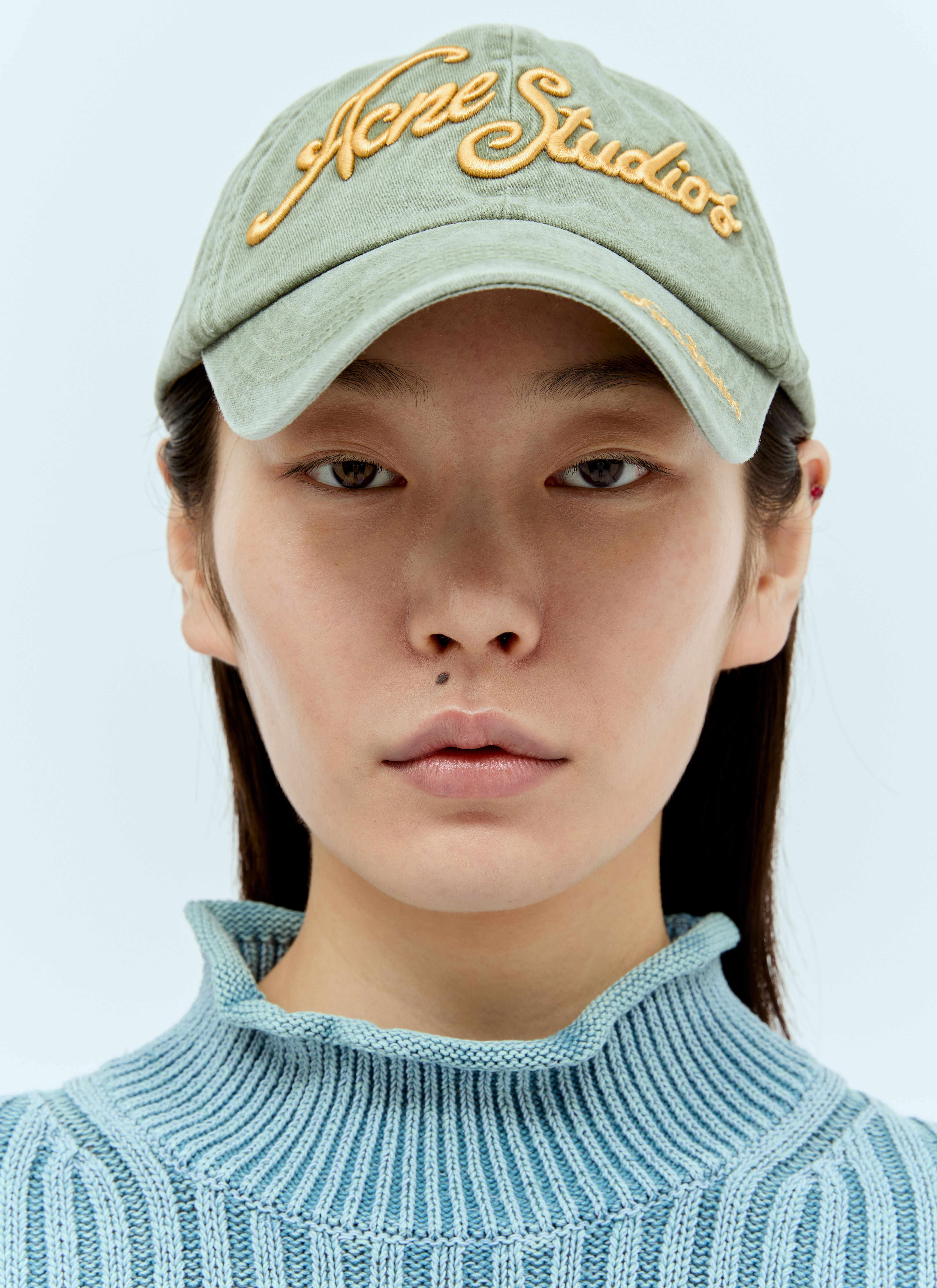 Acne Studios Women s 3D Embroidered Logo Baseball Cap in Green LN CC