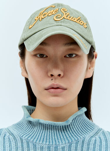 Acne Studios 3D Embroidered-Logo Baseball Cap Green acn0256043