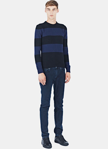 Saint Laurent Striped Knit Sweater Black sla0122024