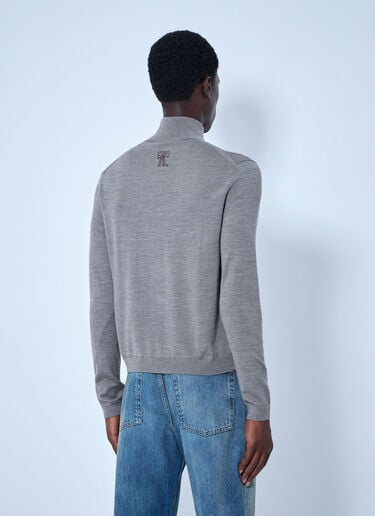 LN-CC® - Acne Studios: Zip-Up Bow Logo Cardigan - Grey Acne Studios Zip-Up Bow Logo Cardigan Grey acn0165039