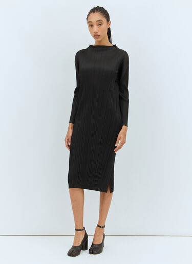 Pleats Please Issey Miyake High Neck Midi Dress Black plp0258014