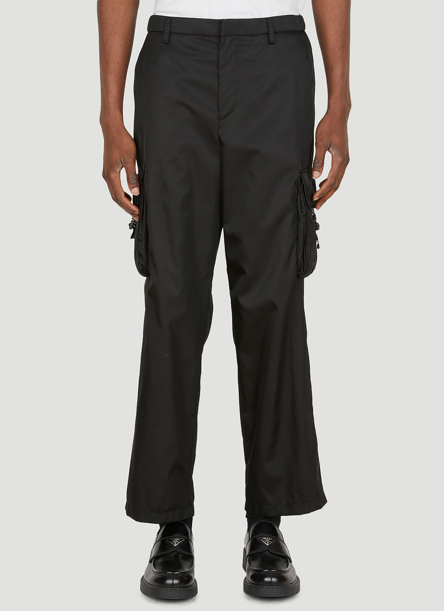 Shop Prada Re-nylon Cargo Pants In Black