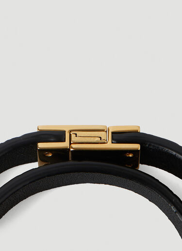 Saint Laurent YSL Plaque Wrap Around Bracelet Black sla0247179