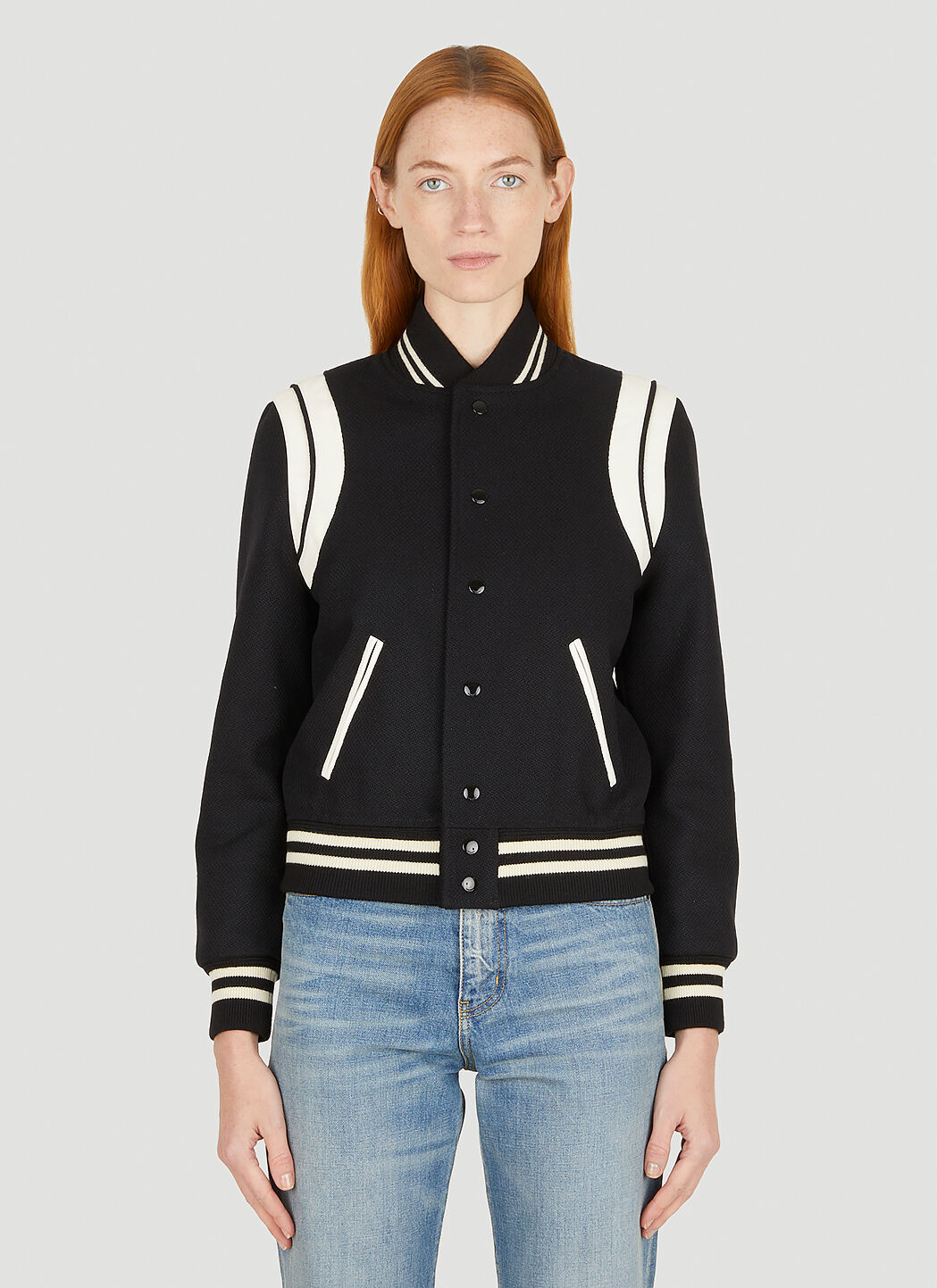 Saint Laurent Teddy Varsity Jacket in Black LN CC