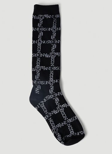 JW Anderson Logo Grid Long Socks Black jwa0351016