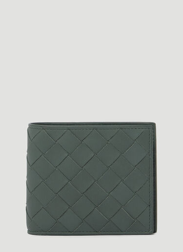 Bottega Veneta Intrecciato Bi Fold Leather Wallet Grey bov0154024